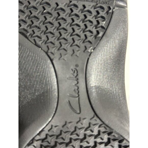 Clarks Women’s pro clog slip on resistant navy patent leather Sz 9 - Picture 11 of 12